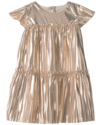 Carter's Baby Girls' Metallic-Crinkle Flutter-Sleeve Dress and Diaper Cover, 2-Piece Set