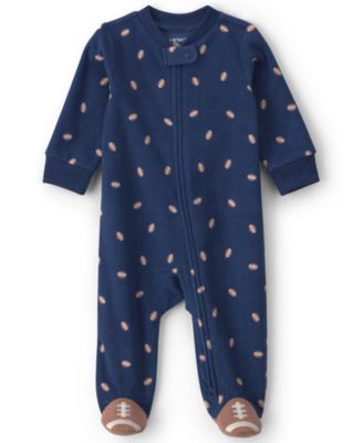 Carter's Baby Boys' Football-Print Fleece 2-Way Zip Footed Pajamas