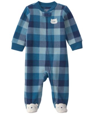 Carter's Baby Boys' Bear Plaid Fleece 2-Way Zip Sleep & Play