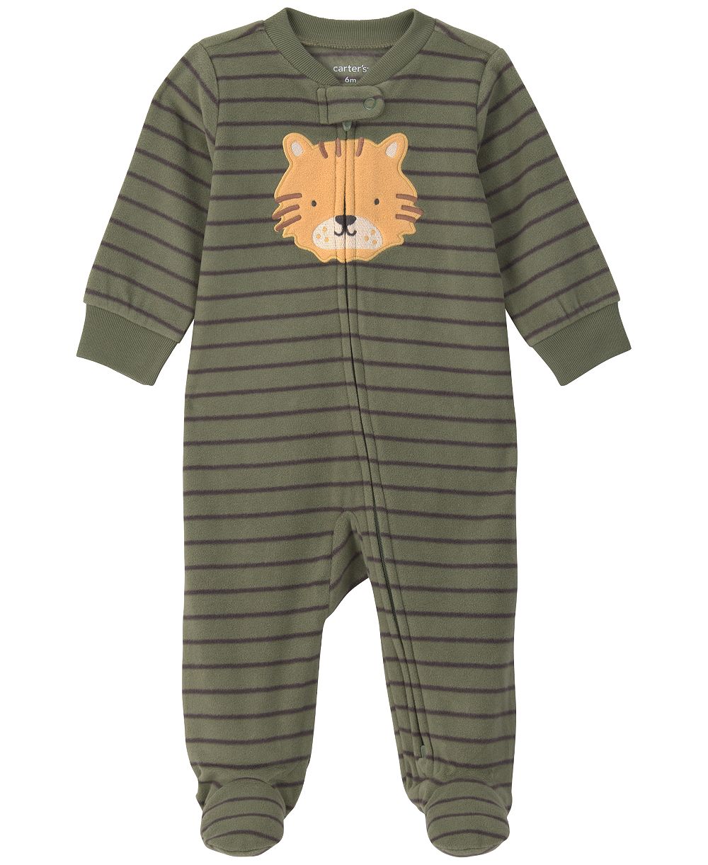 Carter's Baby Boys' Tiger-Striped 2-Way Zip Long-Sleeve Fleece Sleep & Play Pajamas