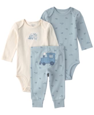 Carter's Baby Boys' Train Long-Sleeve Bodysuits and Pants, 3-Piece Set