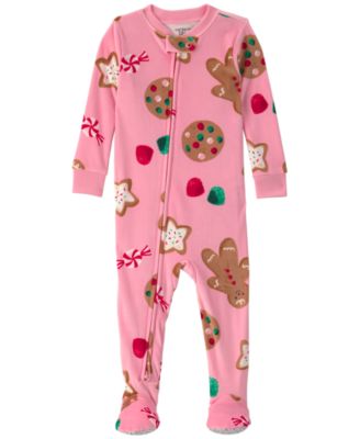 Carter's Baby Girls' Christmas Gingerbread 2-Way Zip Dreamplush Snug Fit Footed Pajama