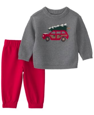 Carter's Baby Boys' Christmas Tree Car Sweater and Pants, 2-Piece Set