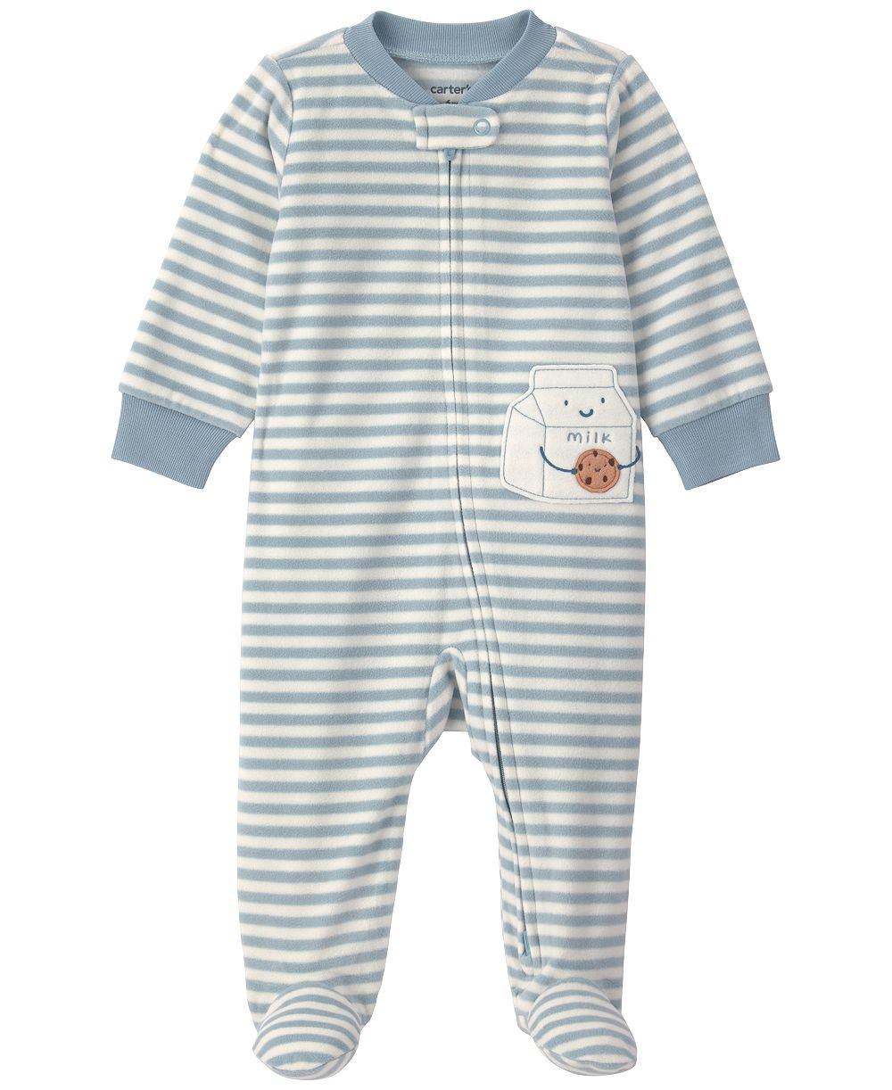 Carter's детские пижамы с капюшоном и молнией, флис в полоску, мальчики и девочки