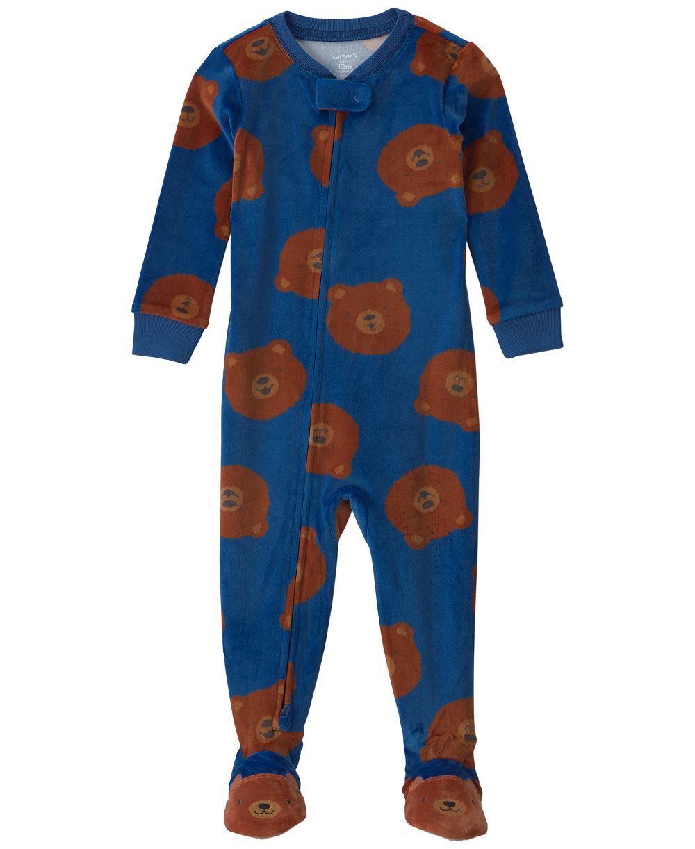 Carter's Baby Boys' Bear DreamPlush 2-Way Zipper Footed Pajamas