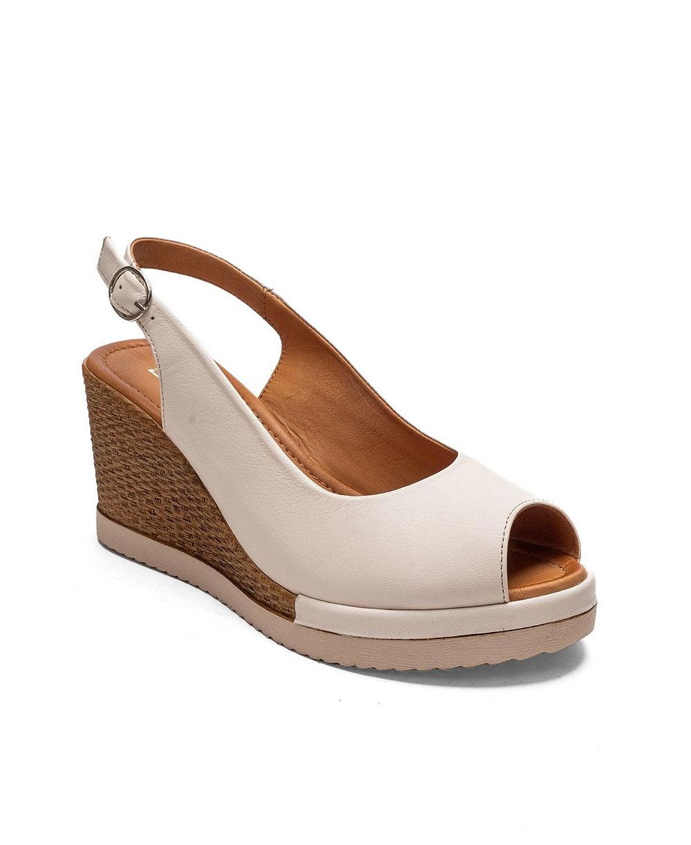 Forever & Always Shoes Women's Helina Leather Wedge Sandal