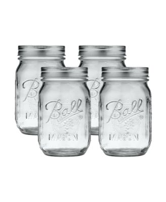 Ball Glass Mason Jars, Regular Mouth, Pint Size (16 oz), Pack of 4