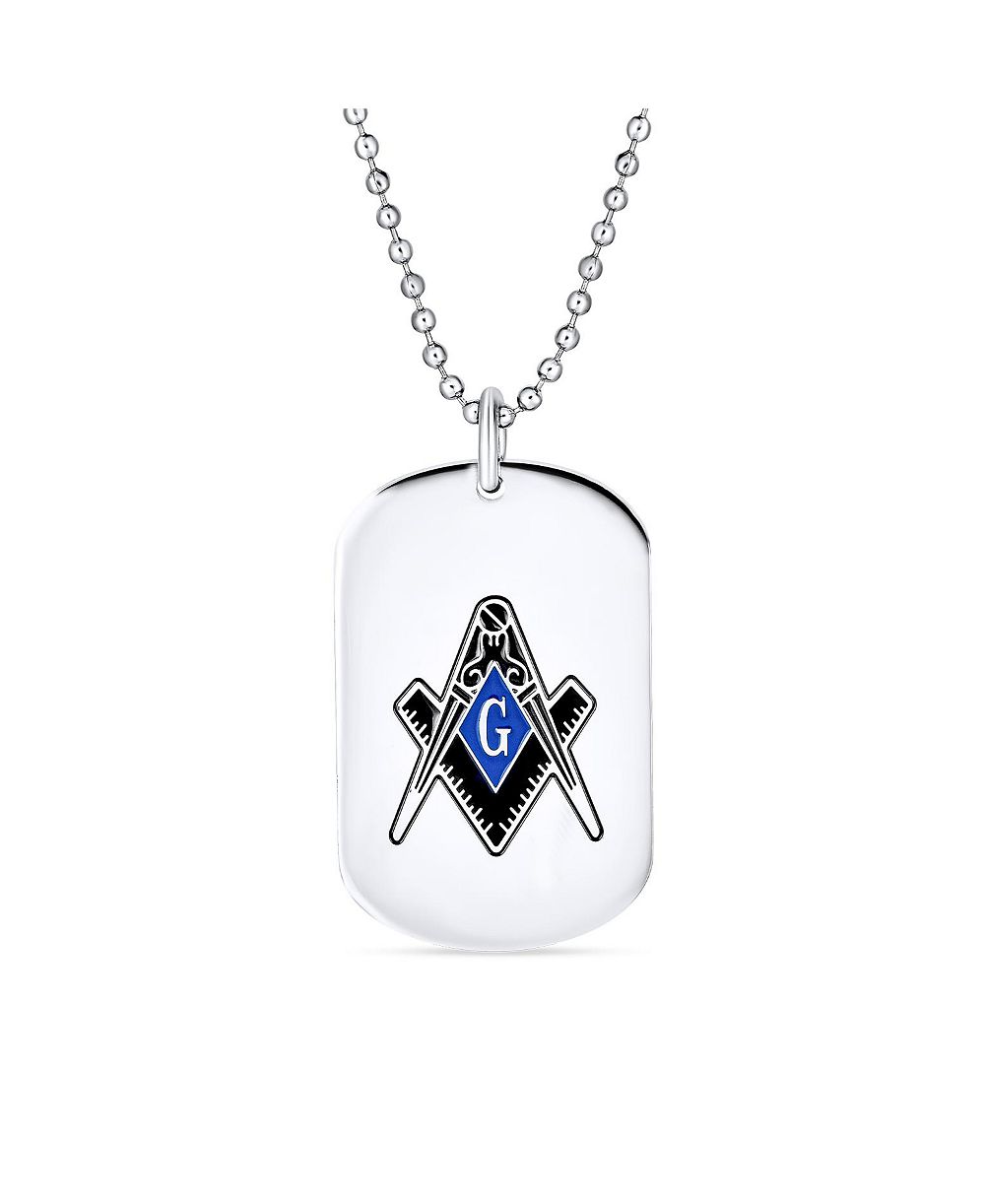 Bling Jewelry ожерелье с подвеской-таг с масонским компасом синего цвета
