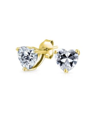Bling Jewelry романтичные серьги-гвоздики с сияющей кубической цирконией в форме сердца, золото .925 Sterling Silver 8MM