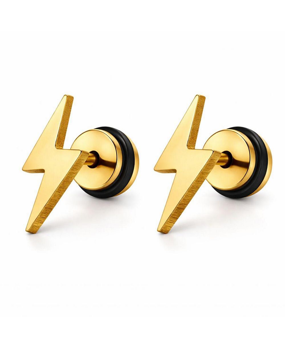 Rebl Jewelry Women's Lightning Bolt Screwback Stud