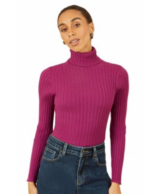 Yumi Women's Ribbed Knit Roll Neck Jumper