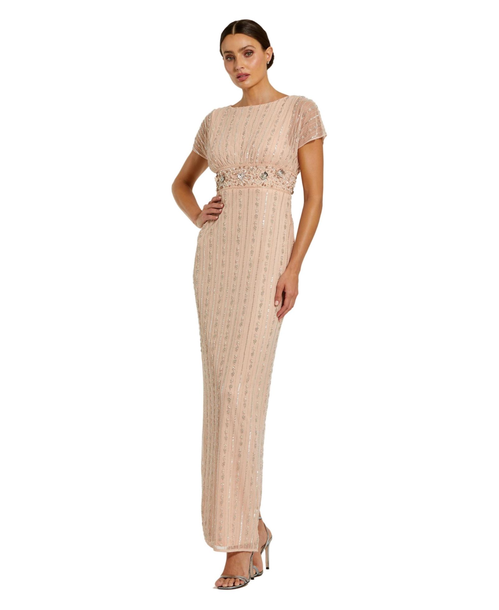 Mac Duggal Women’s Sleeveless Beaded Blouson Column Gown