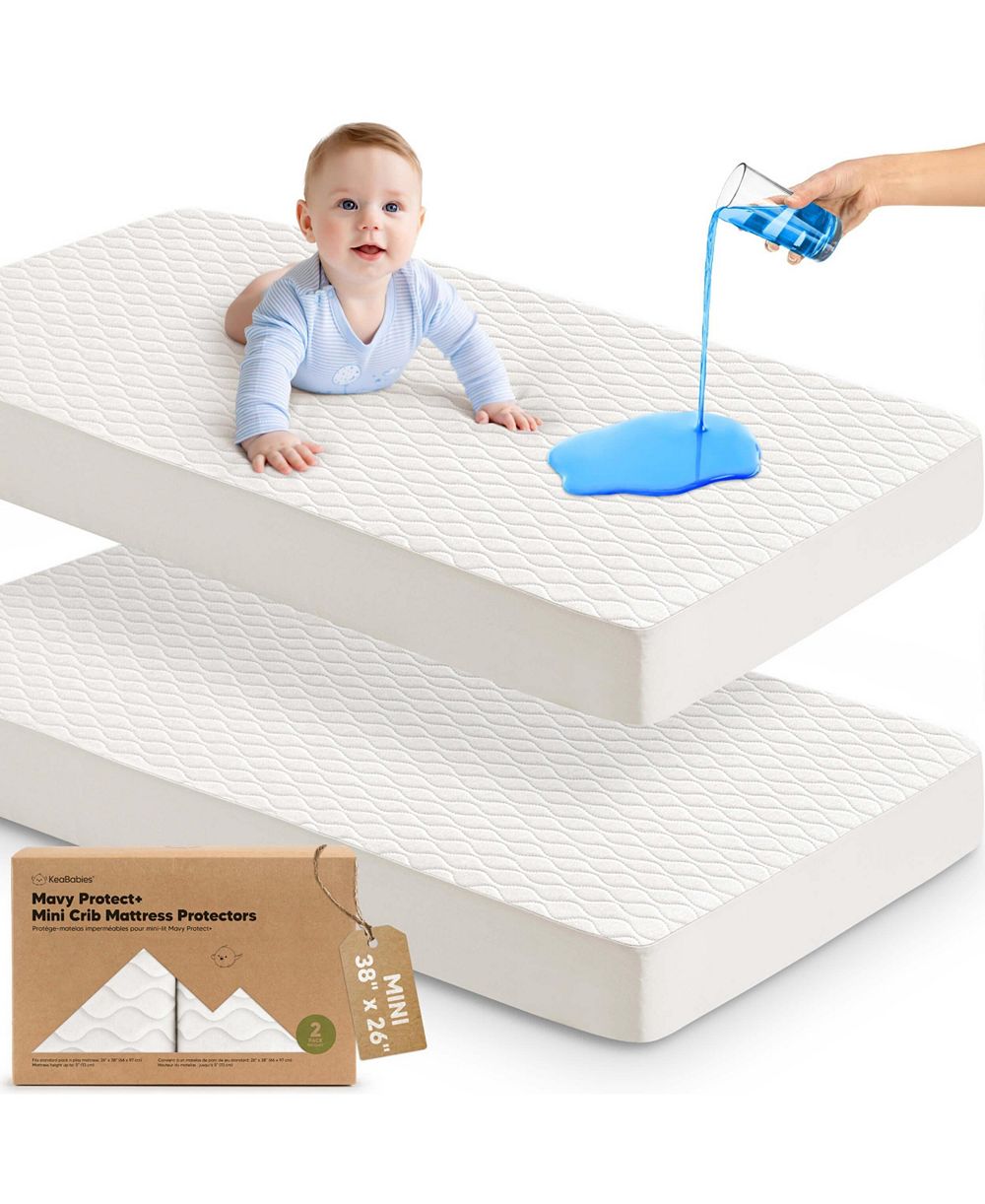 KeaBabies Protect+ водонепроницаемый мини-матрас для детской кроватки, стеганая хлопковая накладка Mavy, 38x26