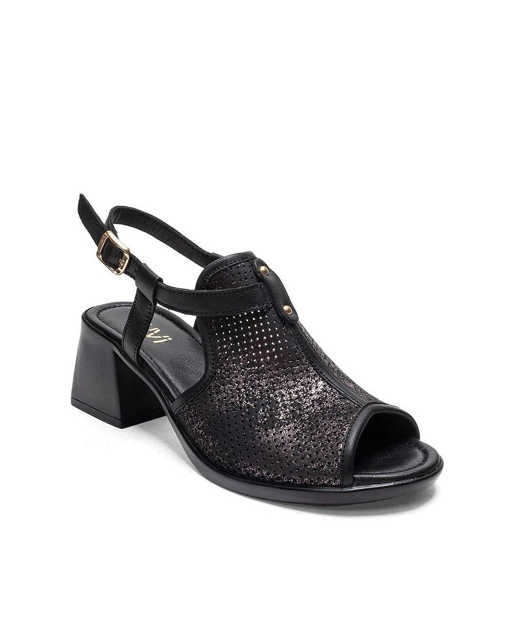 Forever & Always Shoes Women's Janelle Leather Block Heel Sandal