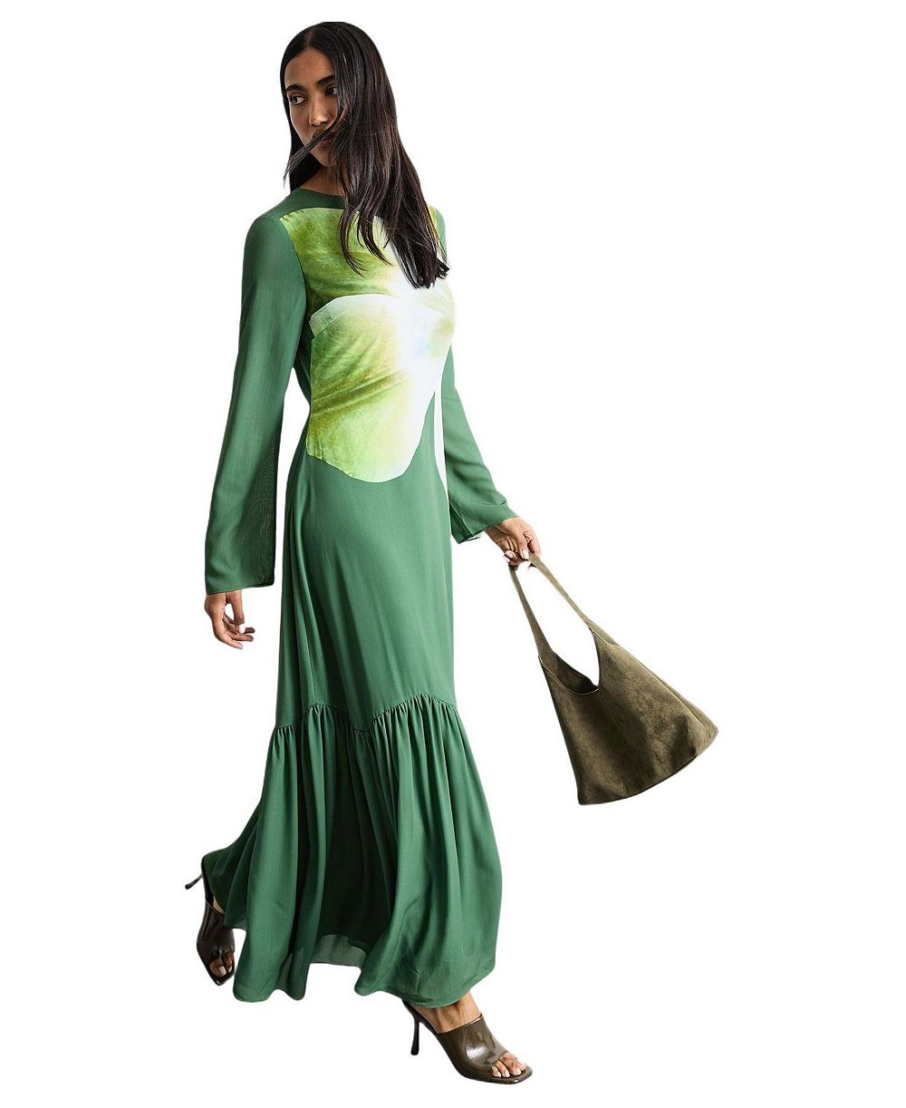 Женское миди-платье Warehouse Chiffon Placement Print