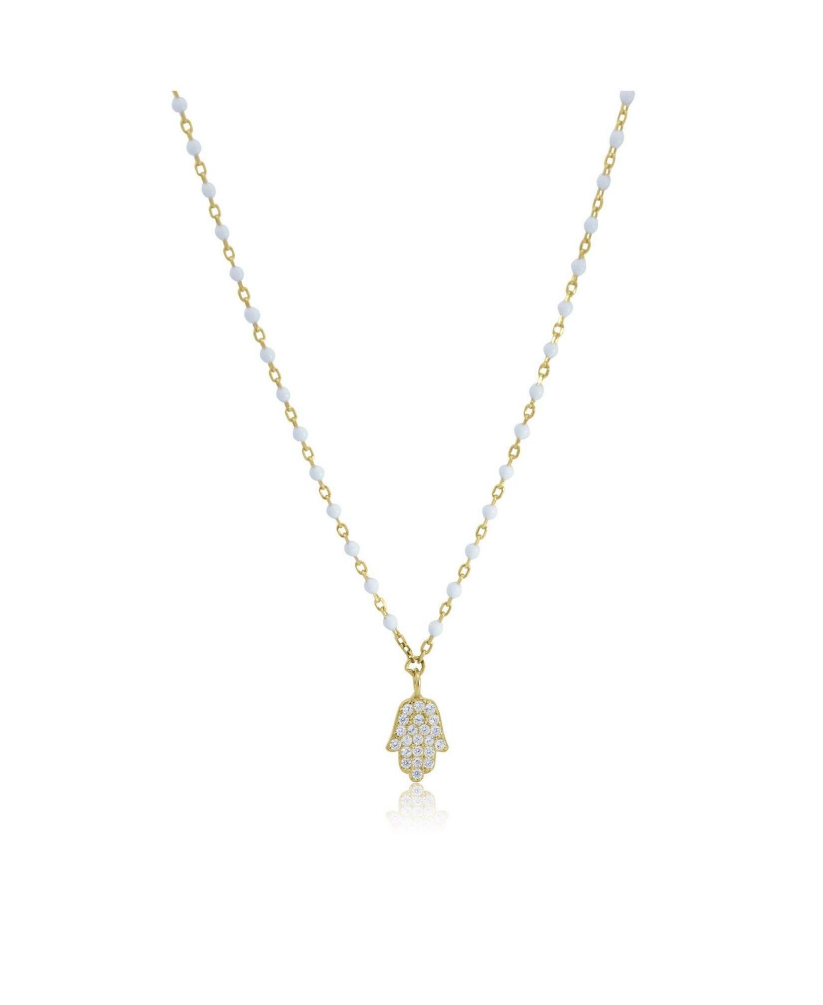 Ожерелье The Lovery Enamel Bead Hamsa из стерлингового серебра с напылением 14K Gold