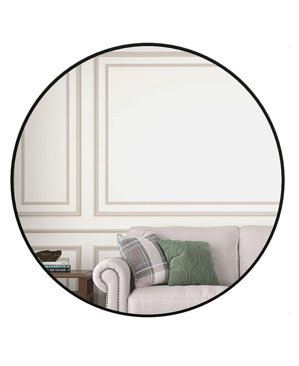 PHYING 36 Inch Round Bathroom Mirror Metal Framed Wall Mounted Mirror Modern Minimalist Decorative Mirror for Bathroom Bedroom