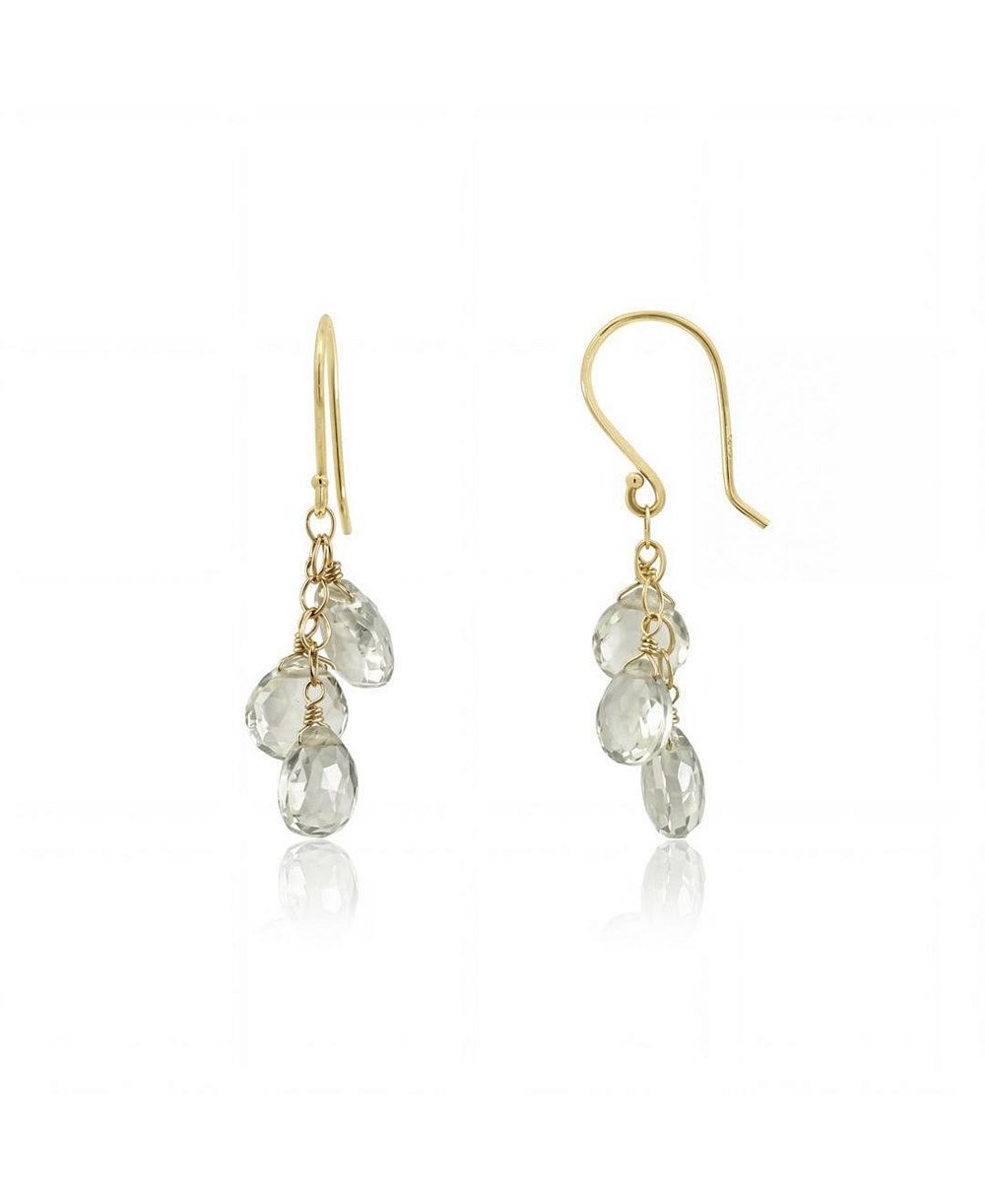 The Lovery Green Amethyst Bead Dangle Earrings 14K Yellow Gold