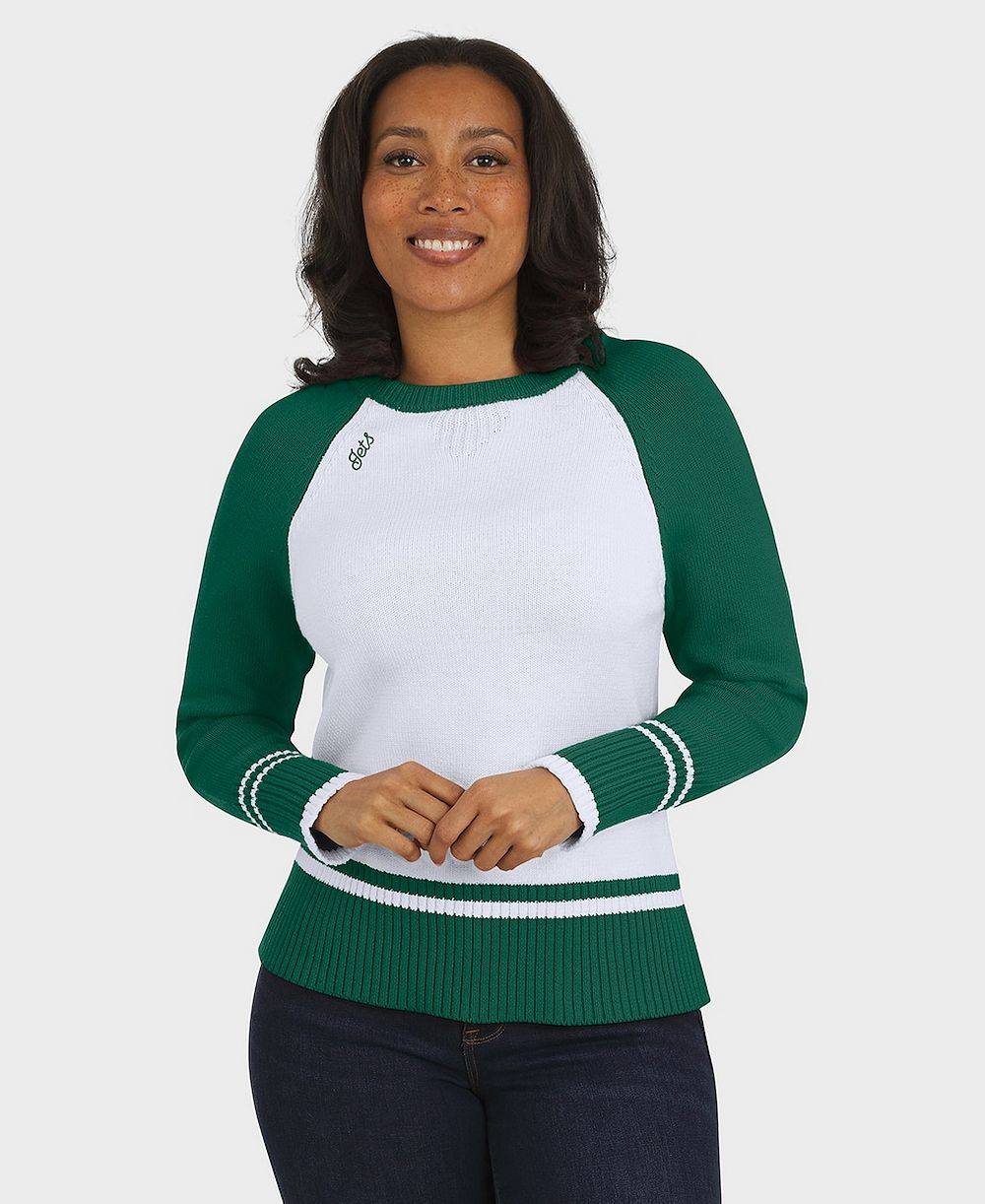 Женский раглановый свитер WEAR by Erin Andrews New York Jets, белый/зеленый