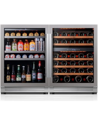 Ca'Lefort - 48 Inch Wine Beverage Refrigerator,3 color LED Wine Fridge,Built-in Wine Beverage Cooler, Holds 220 Cans and 52 Bottles