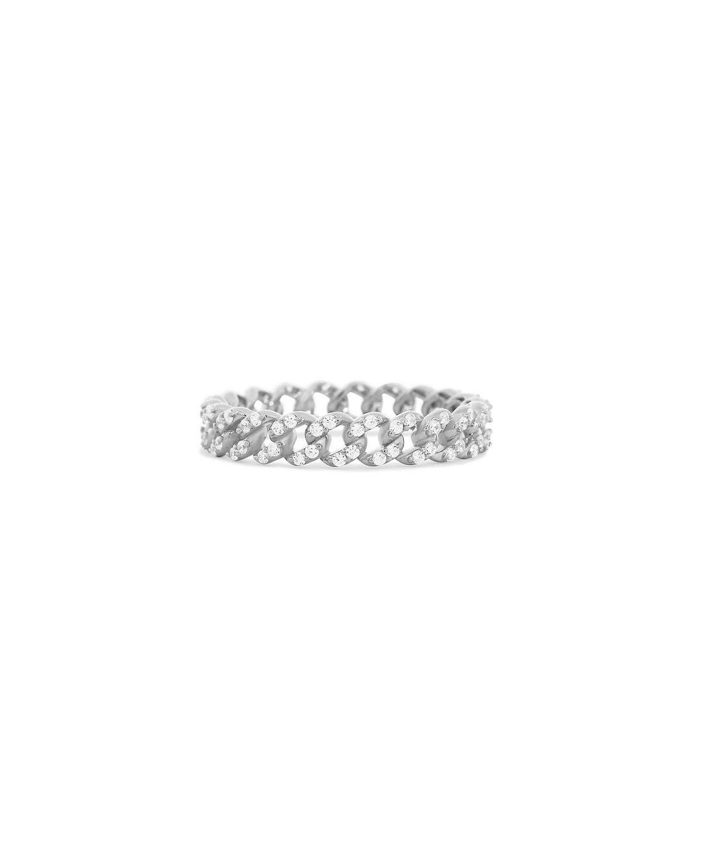 The Lovery CZ Curb Link Ring Sterling Silver