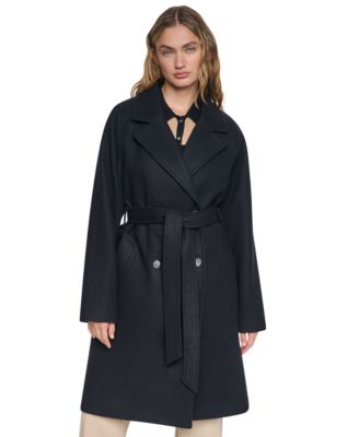 DKNY женское пальто с двубортным застегиванием, ремнем и отложным воротником