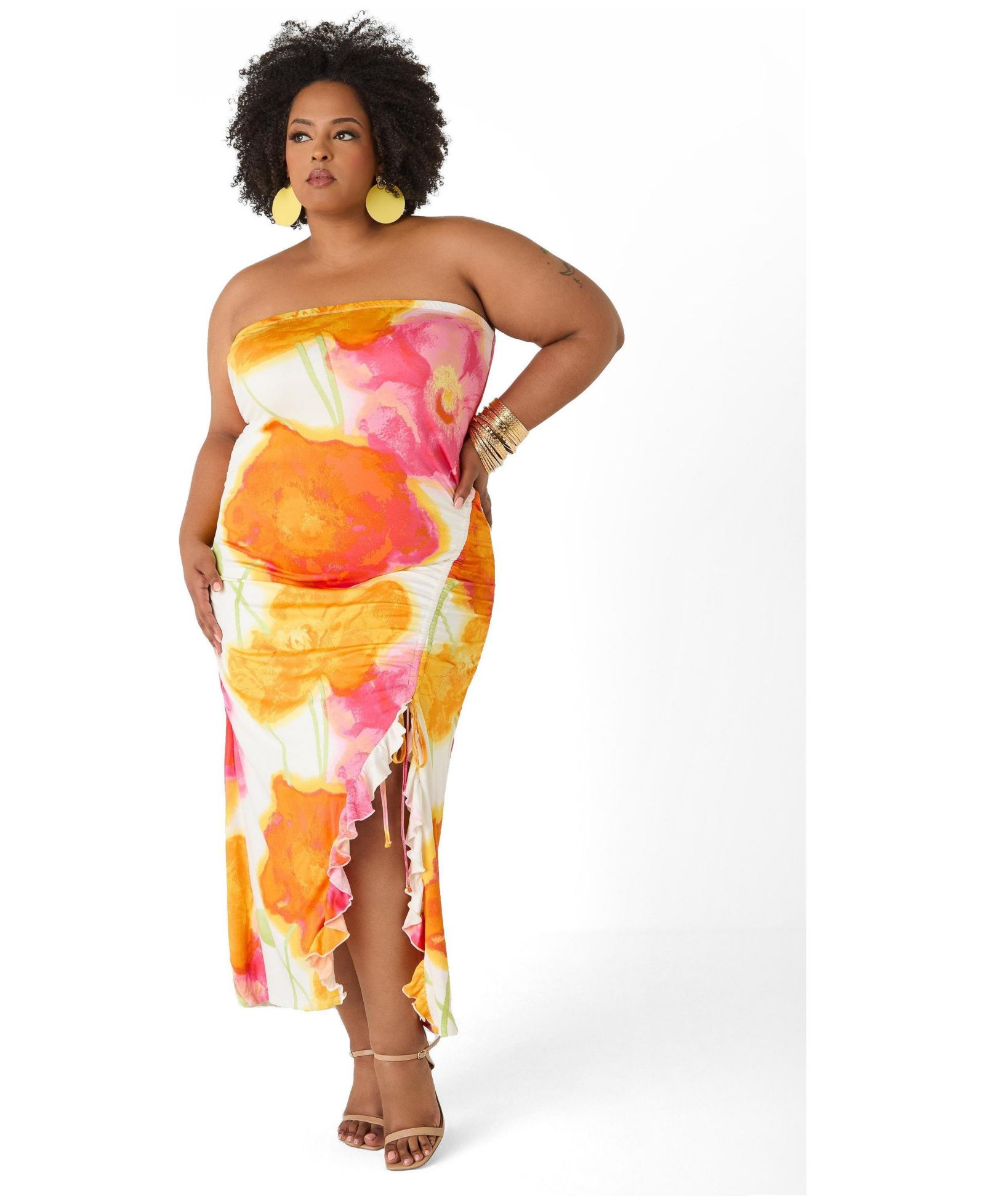 Макси-платье Ashley Stewart Women's Plus Size без бретелек с цветочным принтом