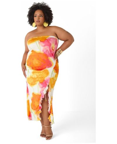Макси-платье Ashley Stewart Women's Plus Size без бретелек с цветочным принтом