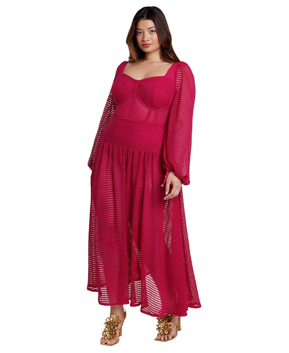 ELOQUII Women's Plus Size PatBO x ELOQUII Corset Waist Maxi Dress