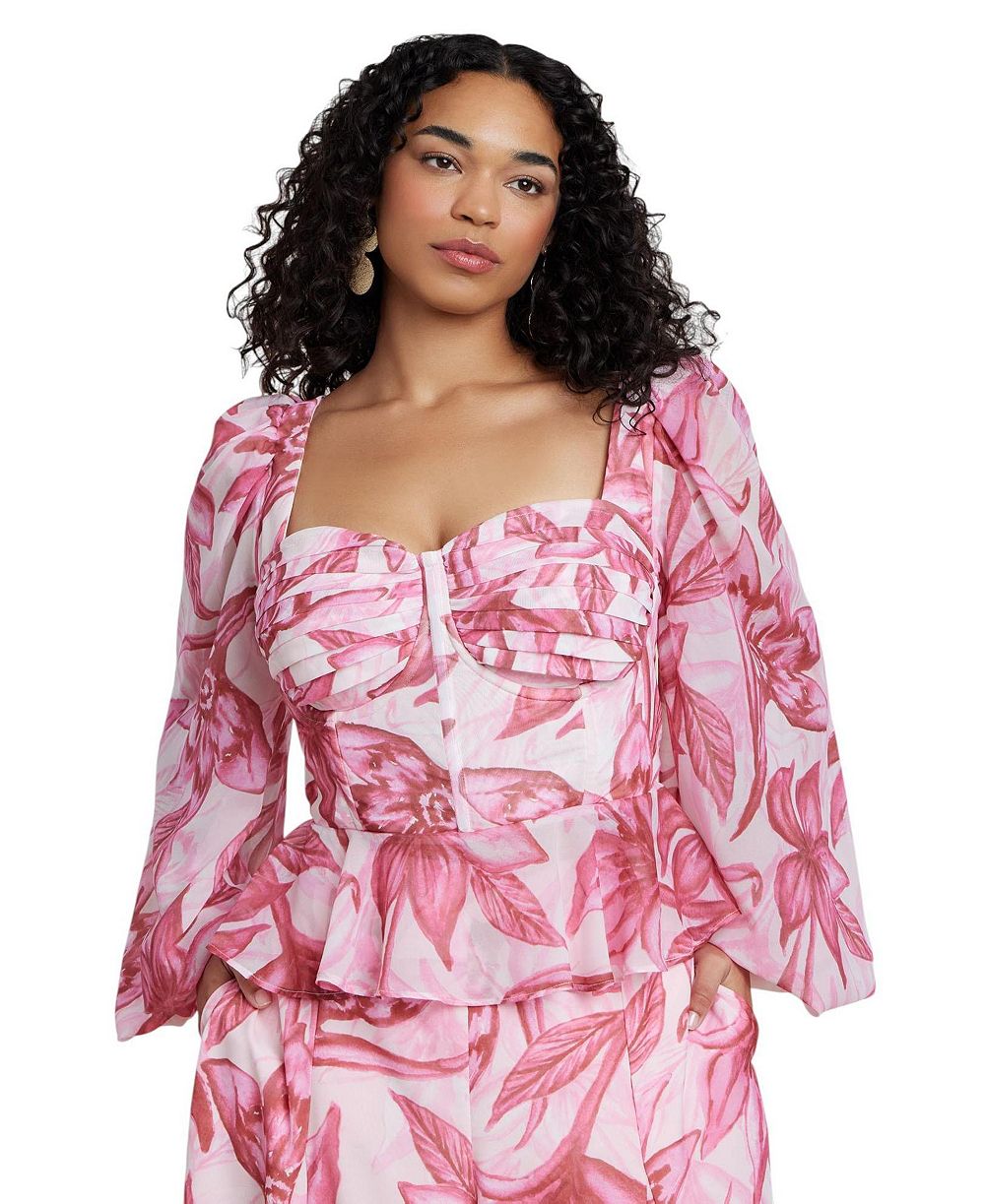 ELOQUII Женский топ Peplum Puff-Sleeve