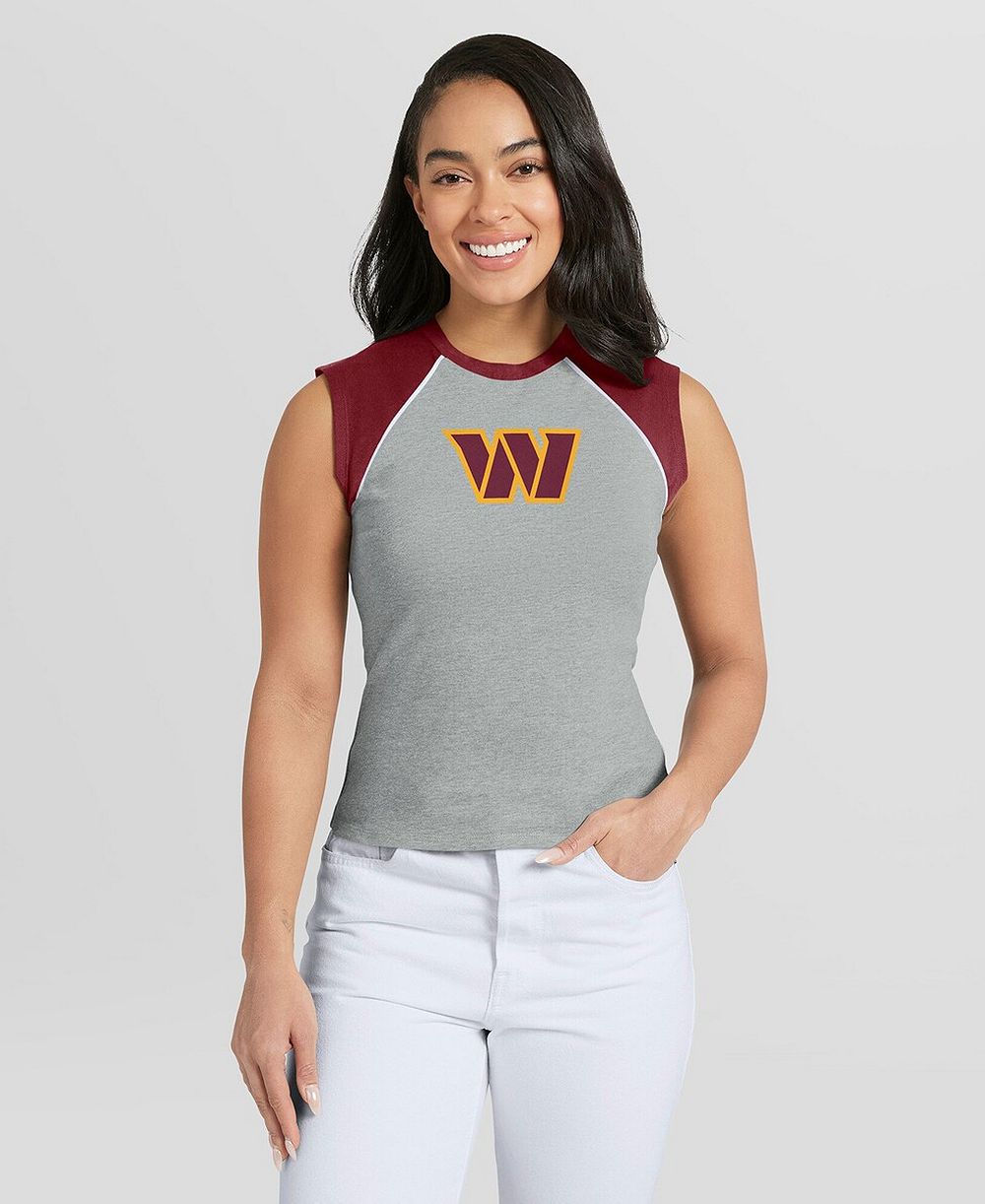 Женский кроп-топ WEAR by Erin Andrews Washington Commanders Gray Raglan