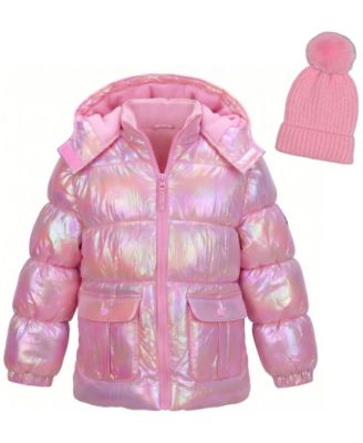 Kensie Girl Toddler Girls' 2T-5T Iridescent Puffer Jacket with Hat