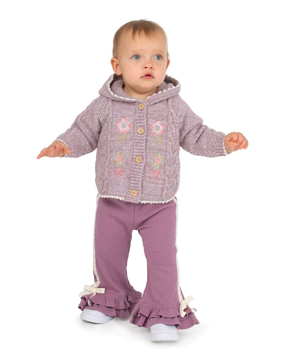 комплект из трех предметов rare editions baby girls' poncho knit top, short-sleeve bodysuit and flare pants, 3-piece set