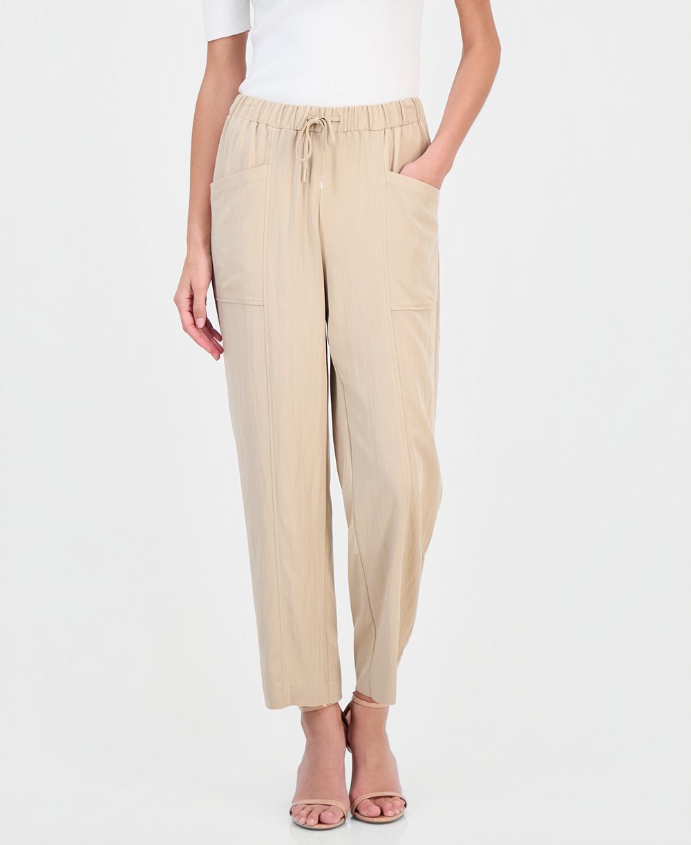 Annie Klein Women's Tie-Waist Straight-Leg Ankle Pants, Regular & Petite