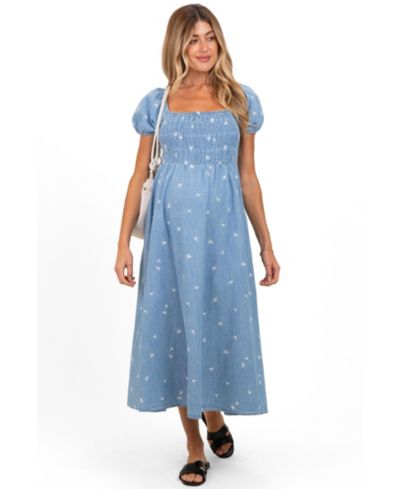 Женское платье Pinkblush Chambray с вышивкой и сборками миди