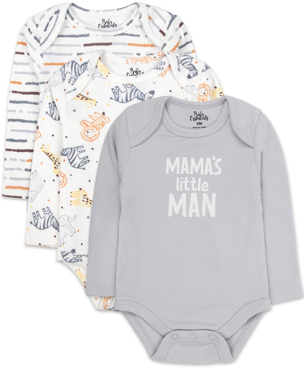 Baby Essentials комплект из 3 предметов для мальчиков-малышей: боди с длинным рукавом и круглым вырезом