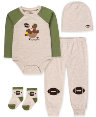 Baby Essentials детский набор из 4 предметов для мальчиков: лонгслив с принтом «Turkey Bowl», брюки, шапка и носки из хлопковой смеси