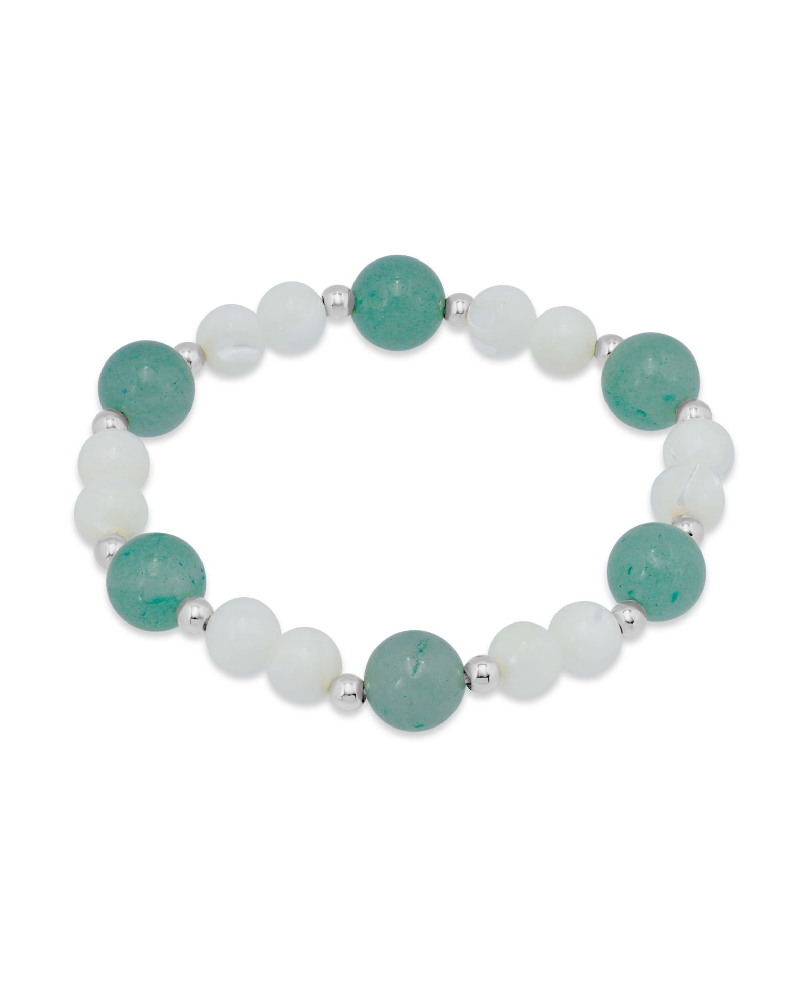 Macy's Браслет 14k Gold-Plated Over Brass Imitation Pearl Aventurine Beads Stretch