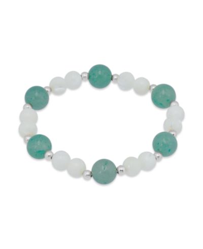 Macy's Браслет 14k Gold-Plated Over Brass Imitation Pearl Aventurine Beads Stretch