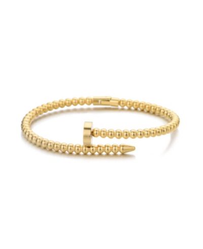 ADORNIA Tarnish Resistant Gold Beaded Nail Cuff Bracelet