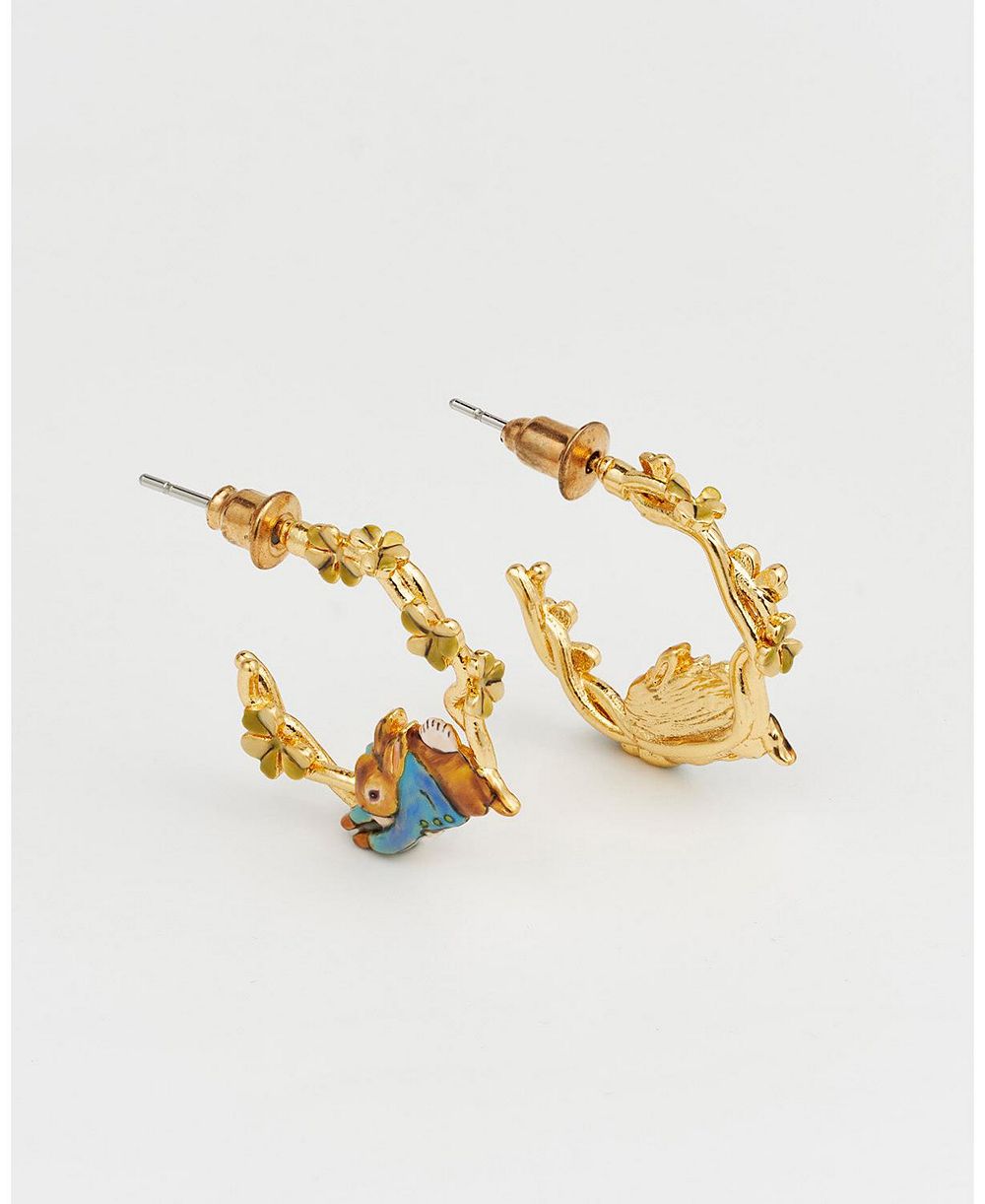 Серьги Fable England Peter Rabbit Jumping Clover Hoop Earrings