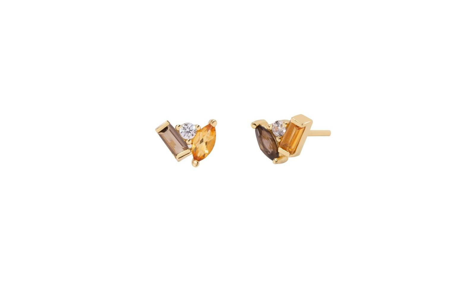 Серьги-гвоздики Little Sky Stone Seraphina Citrine Smoky Quartz