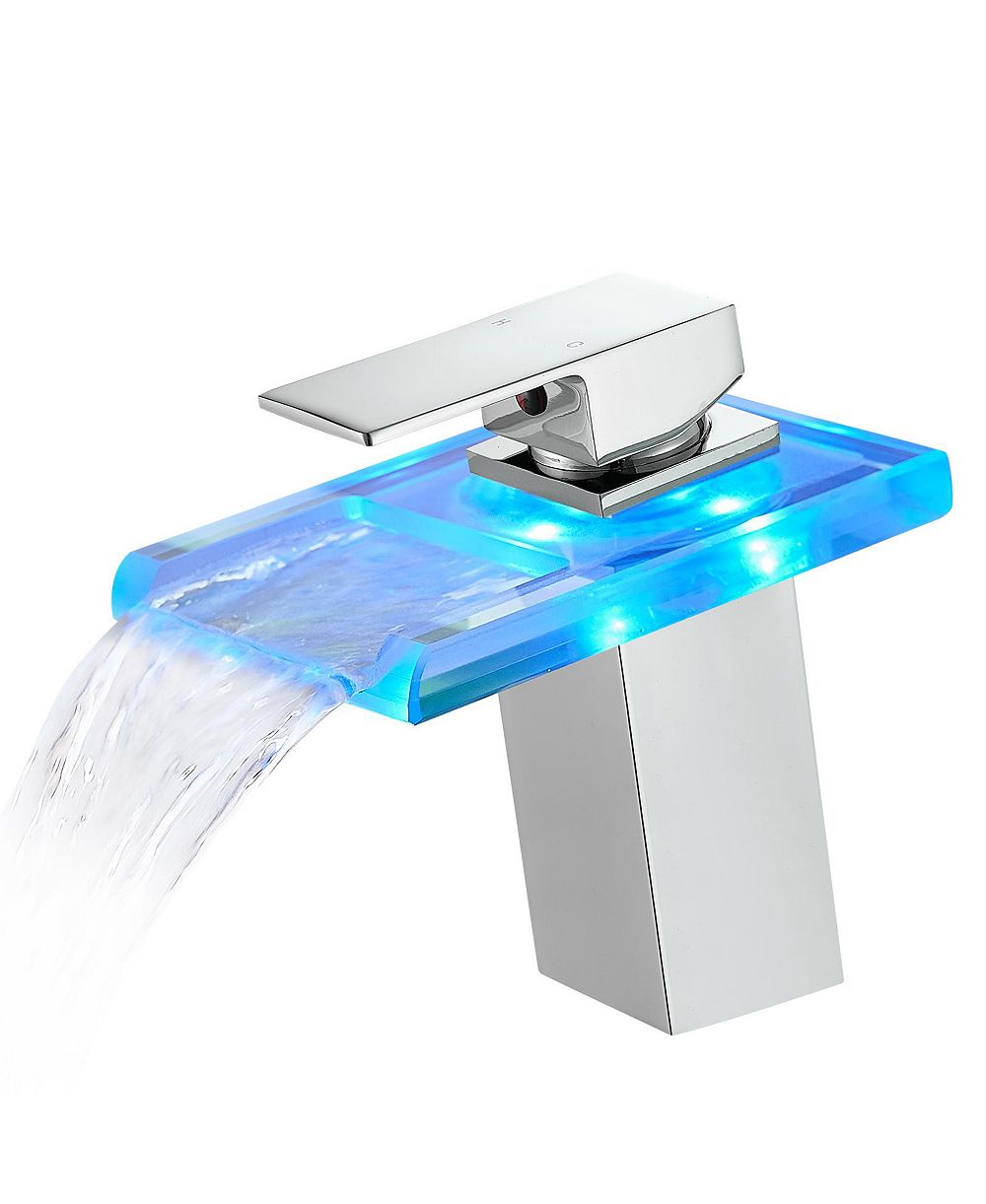 PHYING Смеситель для раковины LED Light 3 Colors Waterfall Glass Spout