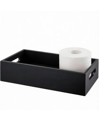 YIGII Pine Wood Toilet Basket with Handles for Bathroom Organization