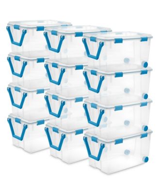 Sterilite 120-Qt Clear Plastic Wheeled Storage Bin with Gasket Latch Lid, 12 Pack