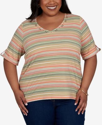 Топ HEARTS OF PALM Plus Size с принтом и коротким рукавом