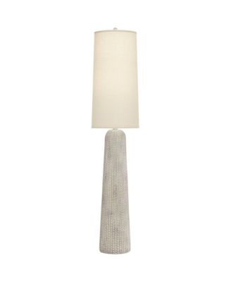 Regency Hill Leisa Mid Century Modern Southwest 64 1/2" Tall Standing Floor Lamp Foot Switch Natural Hammered Pattern