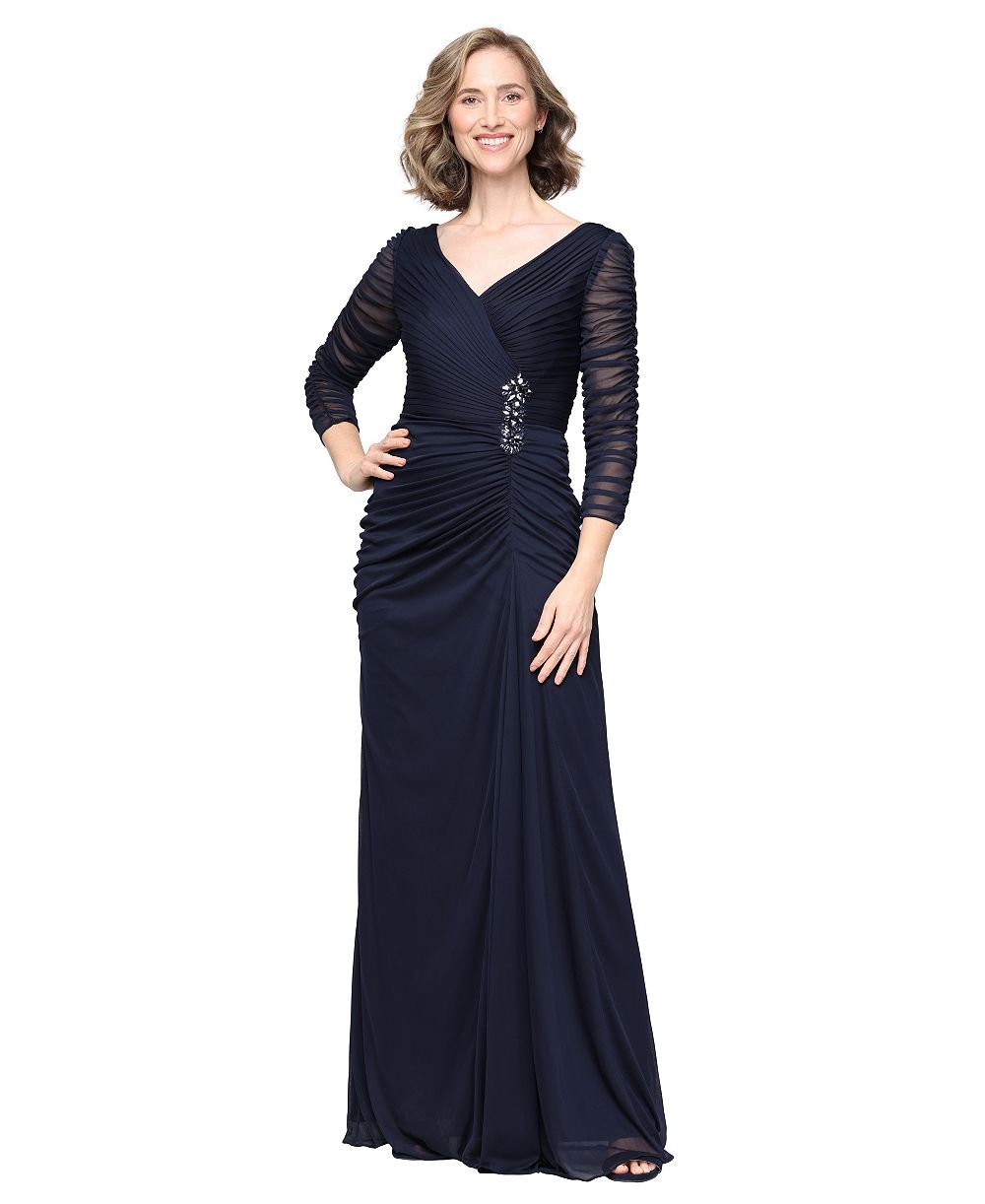 Alex Evenings Women's Embellished V-Neck Mesh Gown