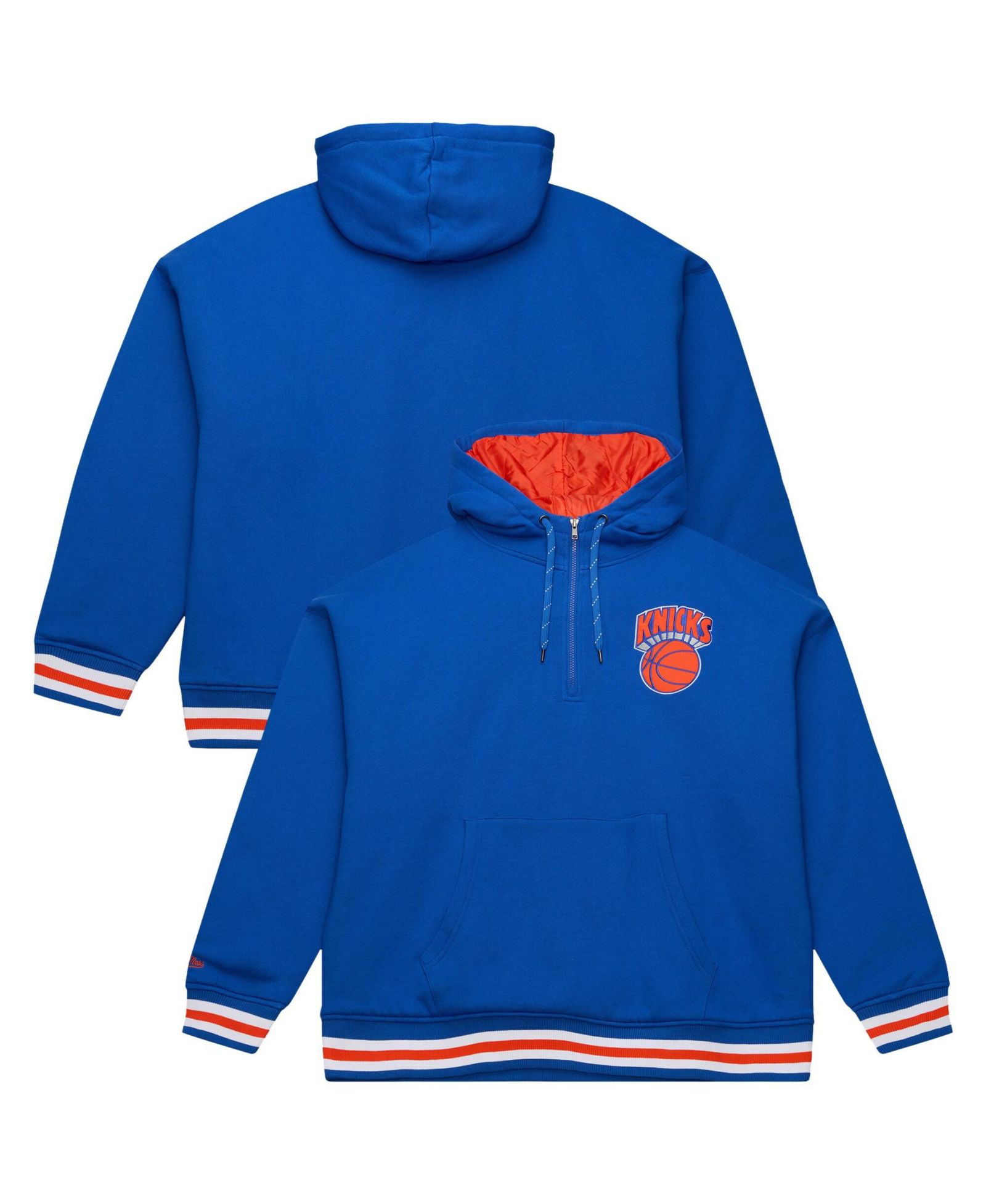 Мужское худи Mitchell Ness Blue New York Knicks Throw It Back Quilted Fleece Quarter-Zip