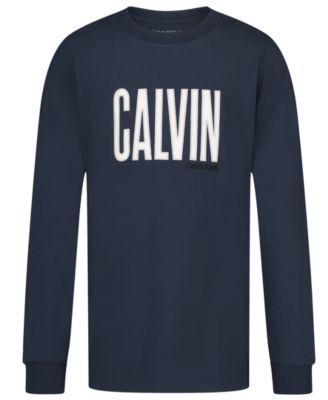 Calvin Klein детская хлопковая футболка с аппликацией и спущенным плечом, размеры 8-20